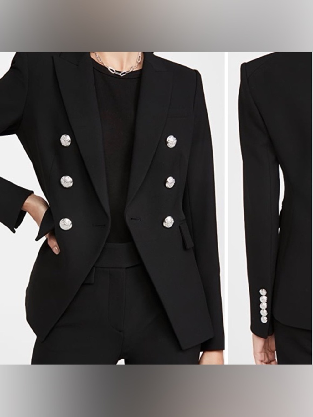 NWT Veronica Beard Miller Dickey Black Silver Blazer Suit Buttoned Jacket Size 0